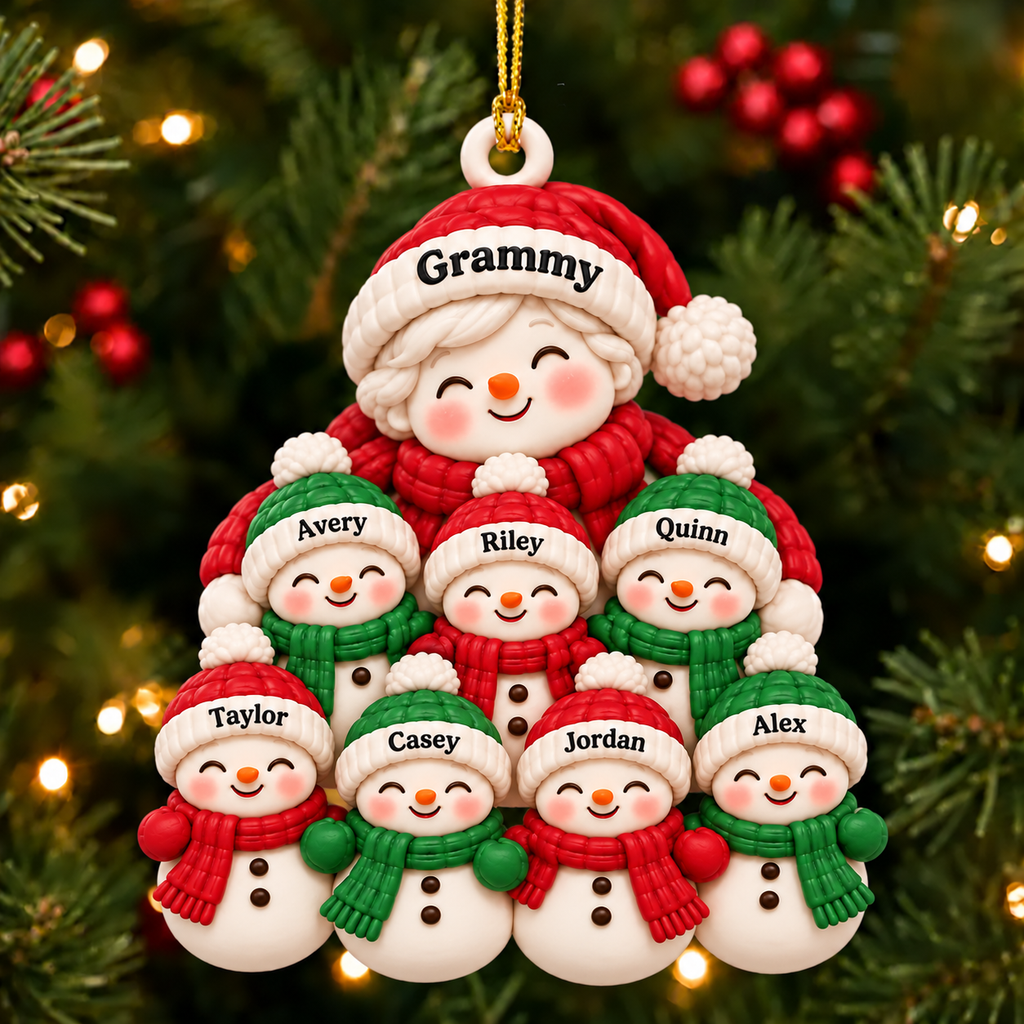 Personalized Names Snowman Family 3D Ornament – Christmas Gift