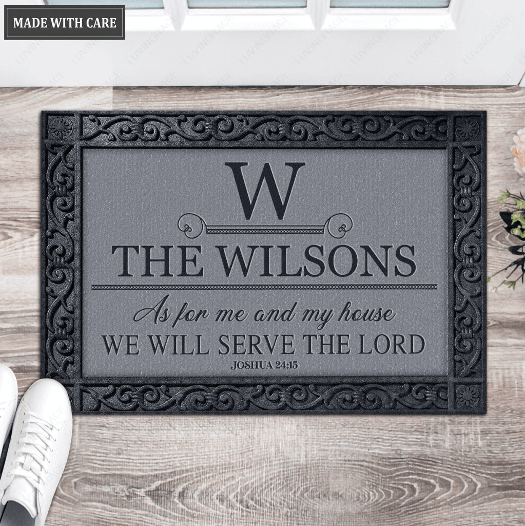 Luvingrace L124 Vintage Monogram Collection As For My House Personalized Doormat