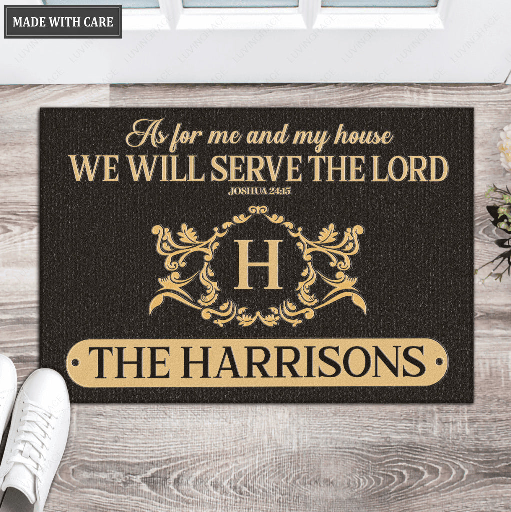 Luvingrace L125 Vintage Monogram Collection As For My House Personalized Doormat