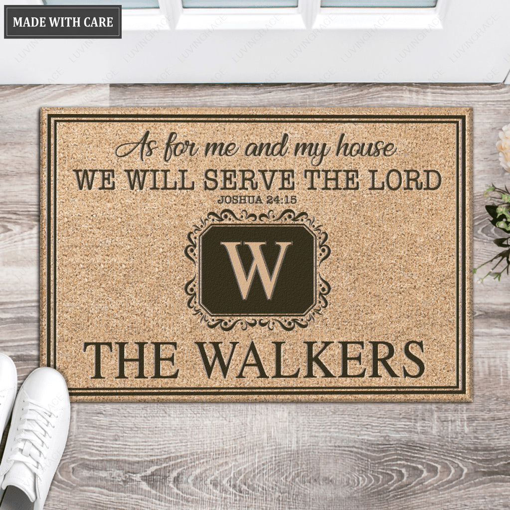 Luvingrace L126 Vintage Monogram Collection As For My House Personalized Doormat