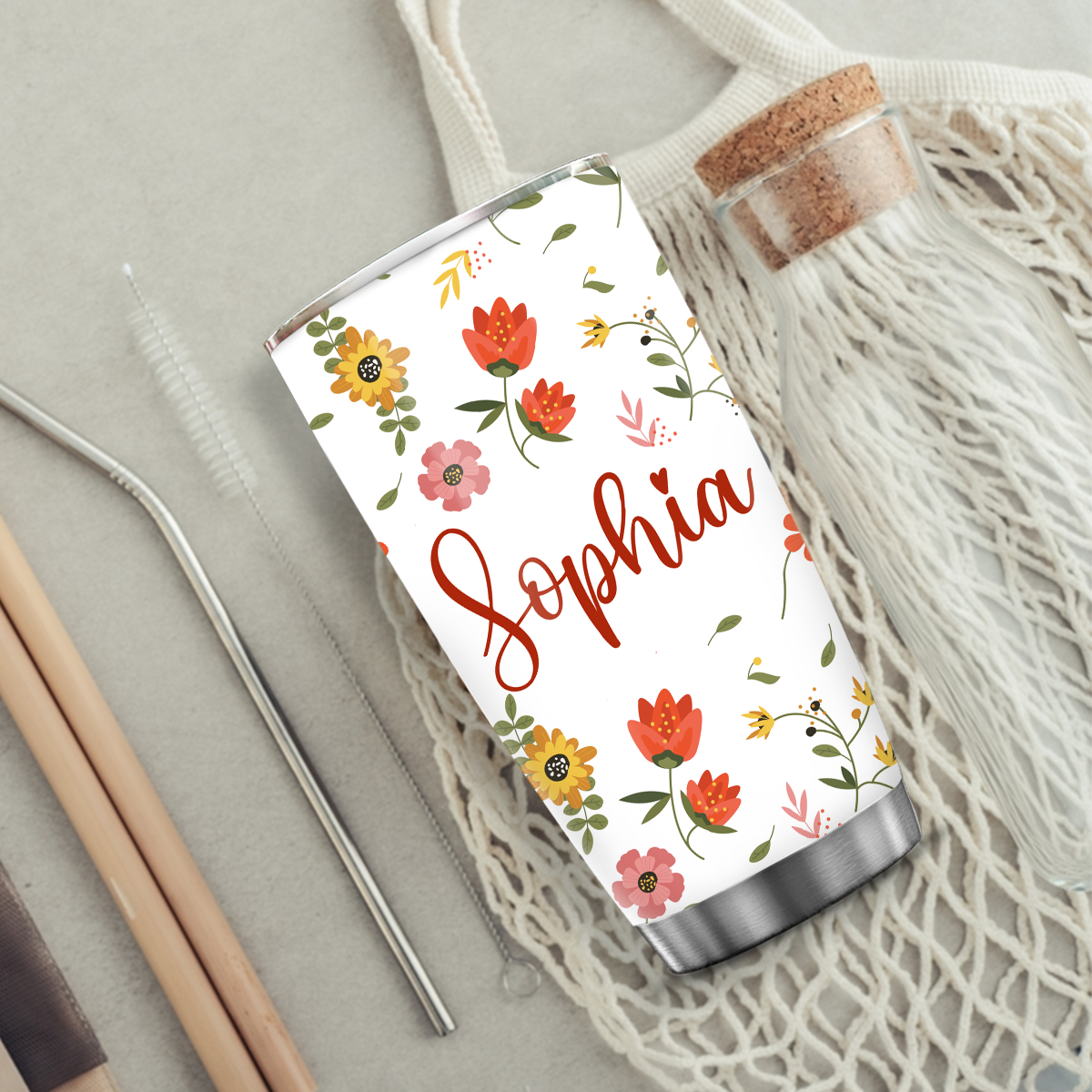 Flower Pattern 60th Birthday Cheers To 60 Years Custom Gifts Men Women Stainless Steel Tumbler - Personalized Stainless Steel Tumbler