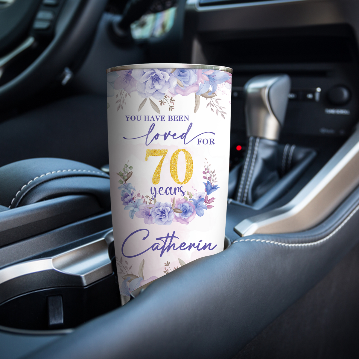 Purple Flower Golden Glitter 70th Birthday You Have Been Loved For 70 Years Custom Gifts Men Women Stainless Steel Tumbler - Personalized Stainless Steel Tumbler