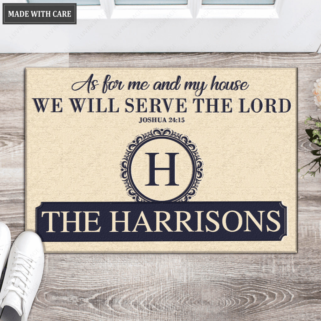 Luvingrace L127 Vintage Monogram Collection As For My House Personalized Doormat