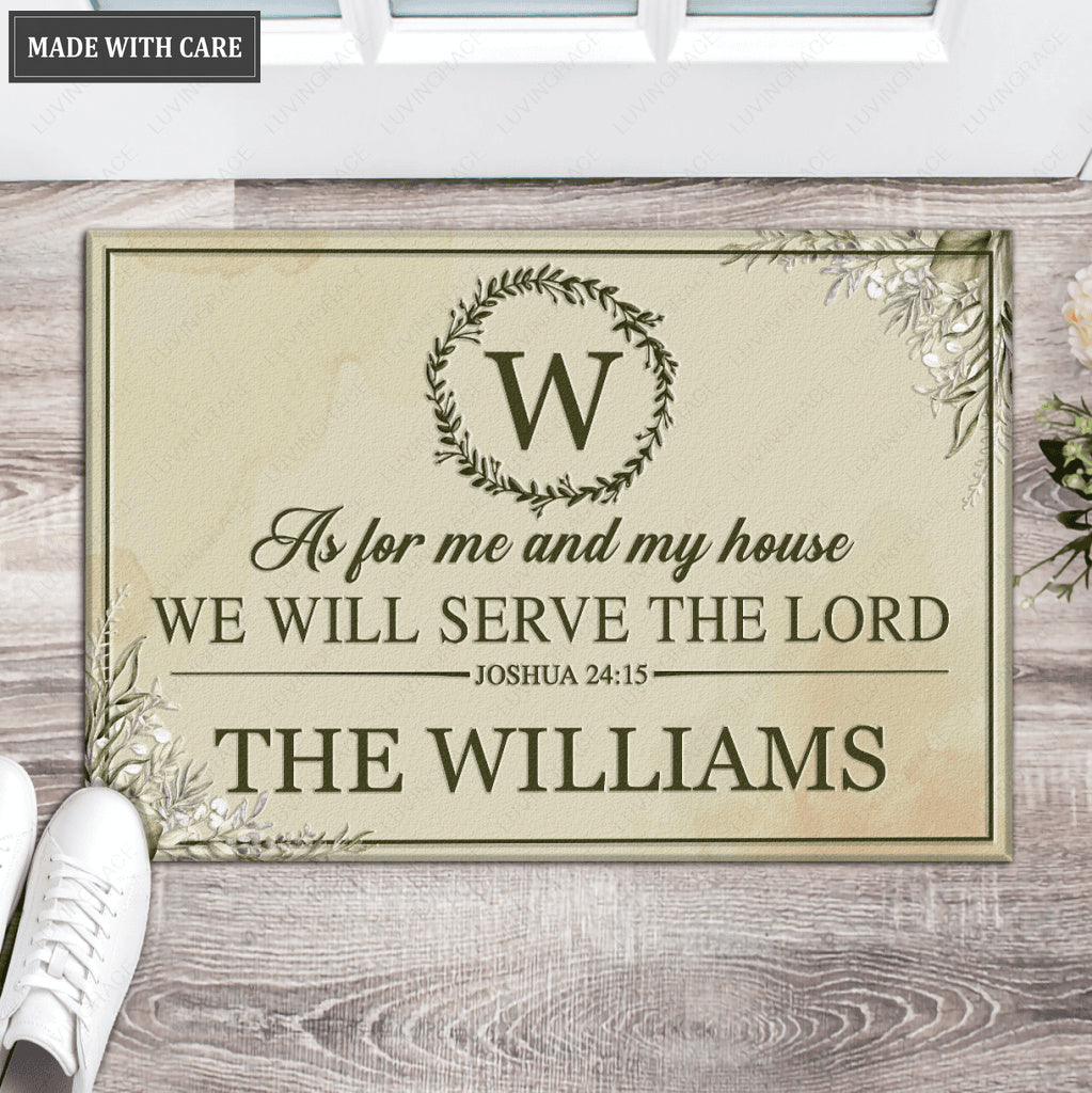Luvingrace L128 Foral Monogram Collection As For My House Personalized Doormat