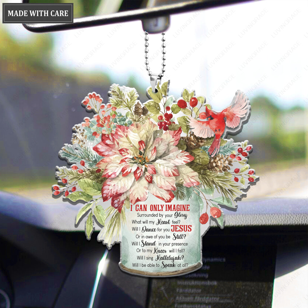 Floral Tin And Cardinal Ornament