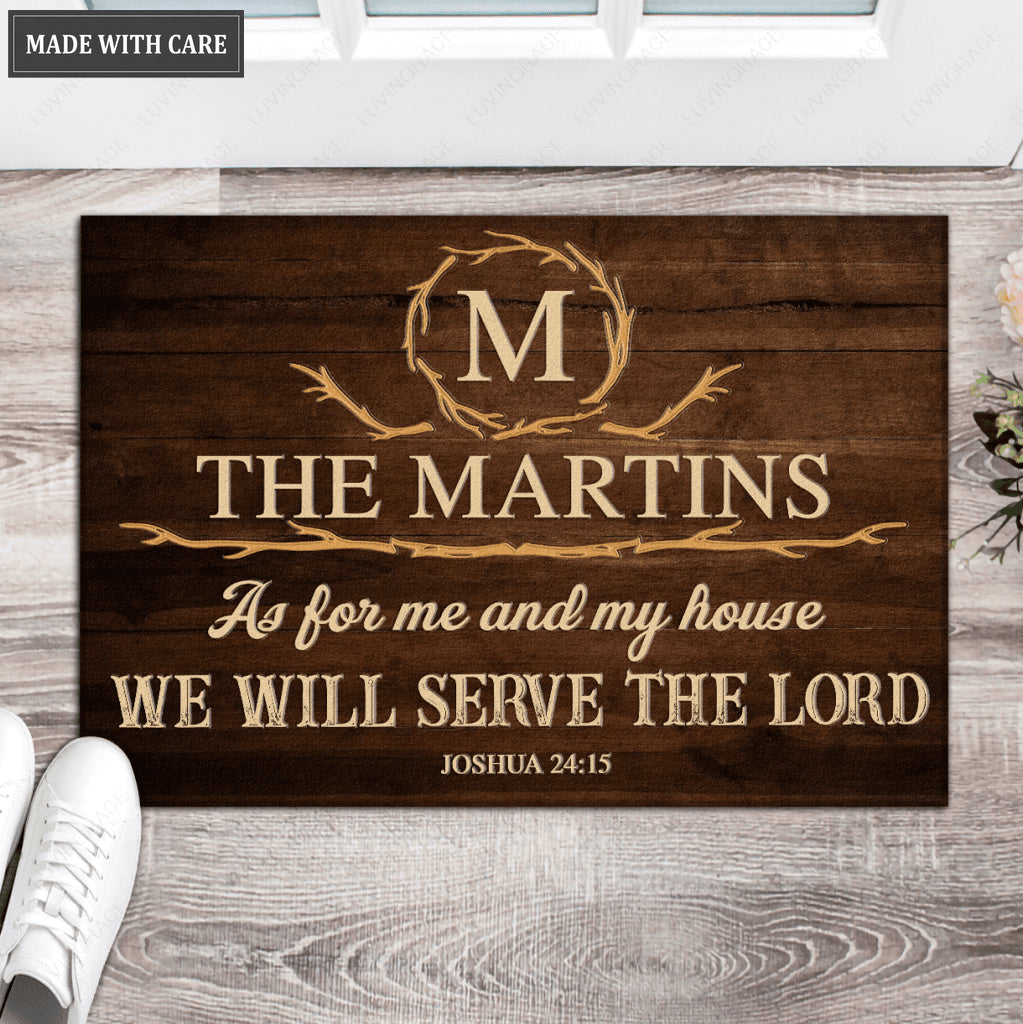 Luvingrace L129 Vintage Monogram Collection As For My House Personalized Doormat