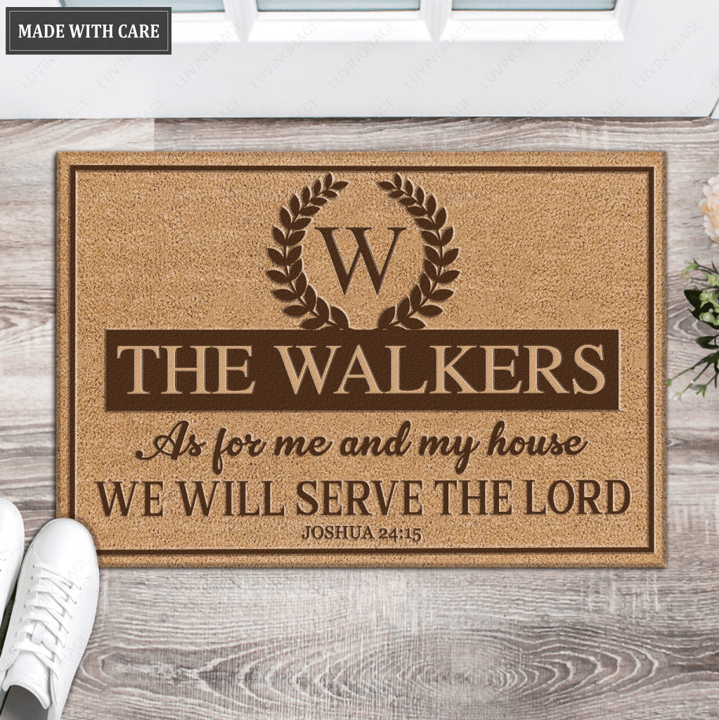 Luvingrace L130 Vintage Monogram Collection As For My House Personalized Doormat
