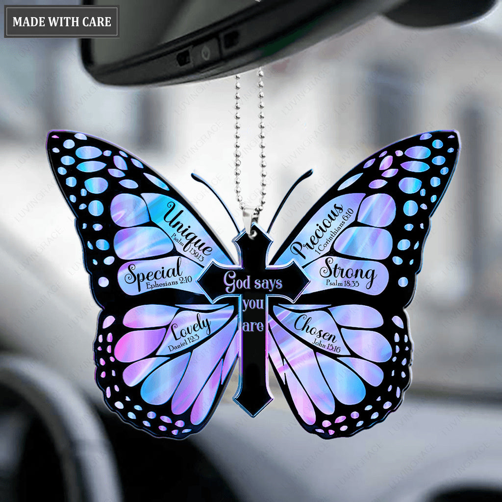 Hologram Butterfly God Says You Are Ornament