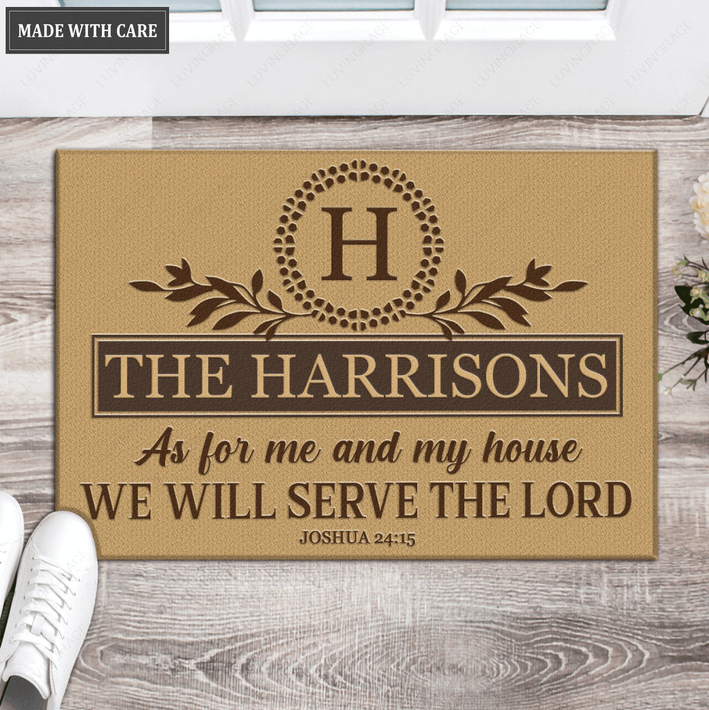 Luvingrace L131 Floral Monogram Collection As For My House Personalized Doormat