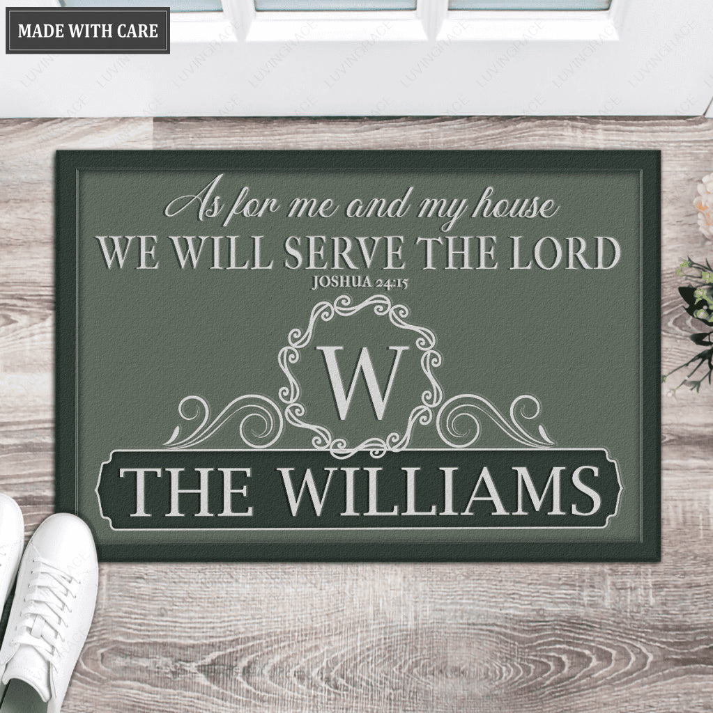 Luvingrace L133 Vintage Monogram Collection As For My House Personalized Doormat