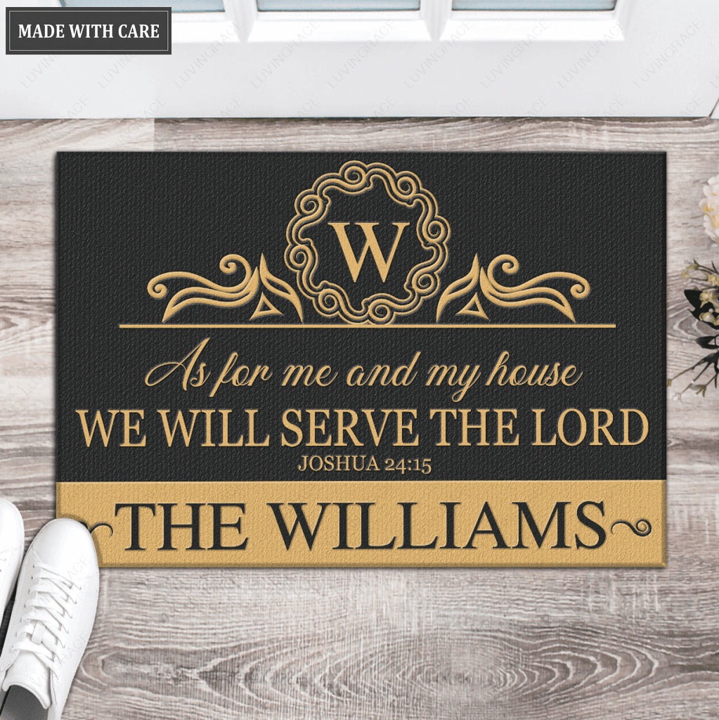 Luvingrace L134 Vintage Monogram Collection As For My House Personalized Doormat