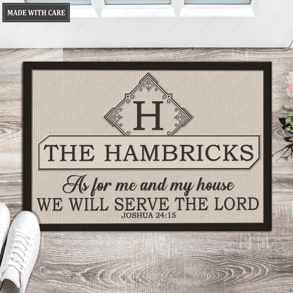 Luvingrace L135 Vintage Monogram Collection As For My House Personalized Doormat