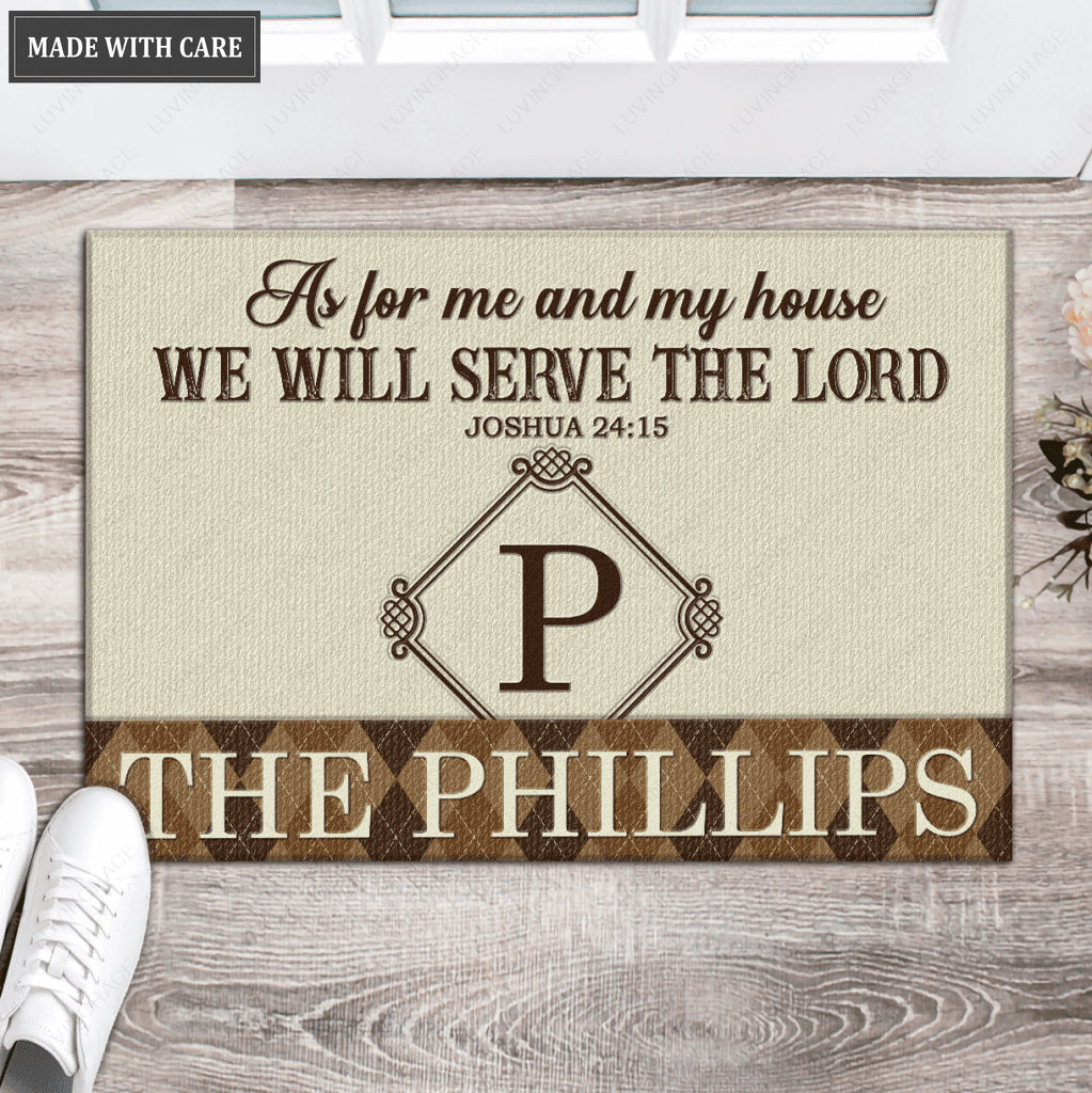Luvingrace L136 Vintage Monogram Collection As For My House Personalized Doormat