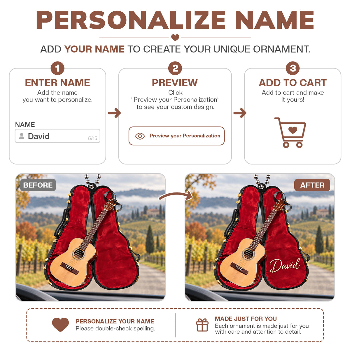 Personalized Name Guitar Case Ornament – Gift for Music Lovers