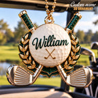 3D Personalized Name Golf Ball & Crossed Clubs Ornament
