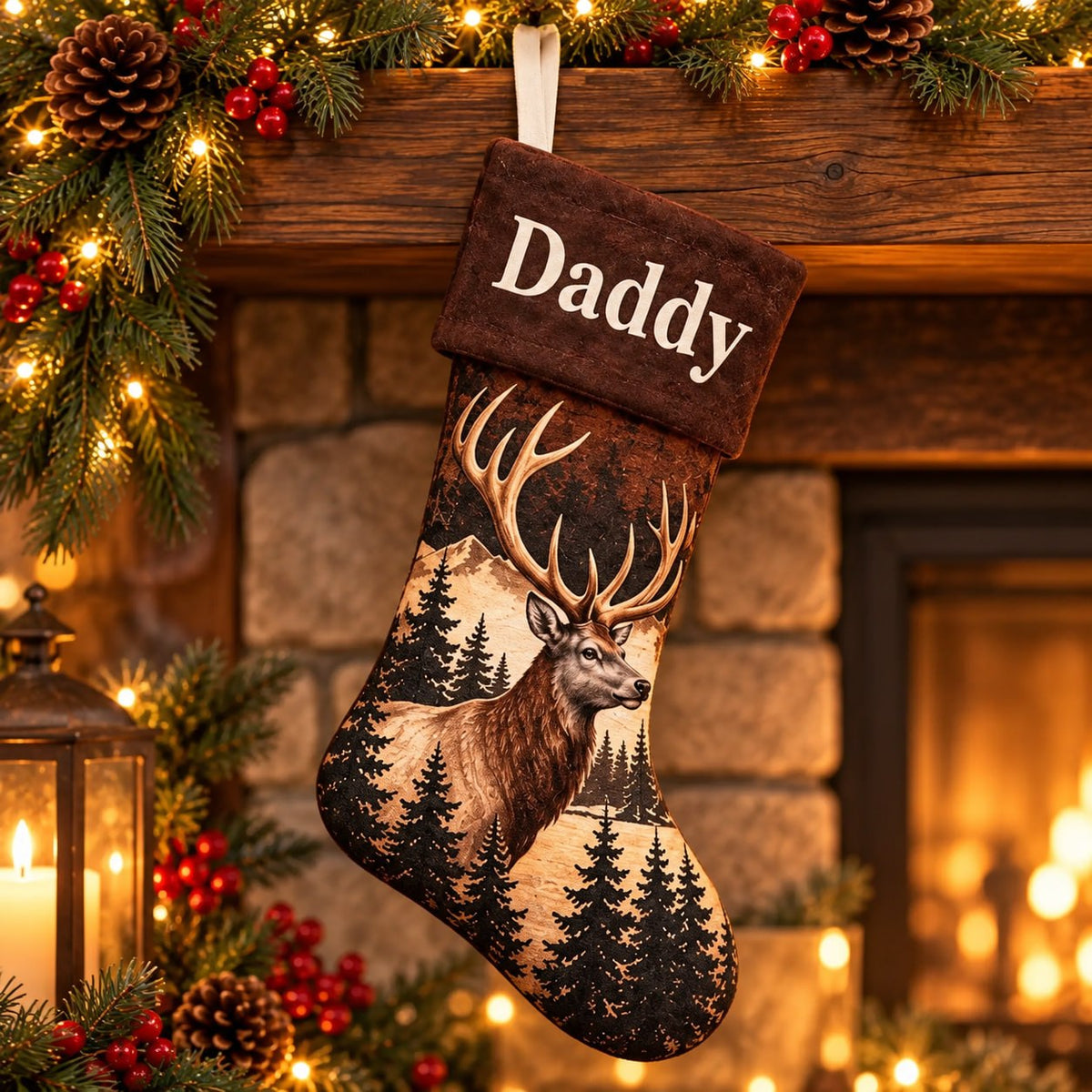 Personalized Name Deer Hunting Christmas Stocking – Christmas Gift for Hunters