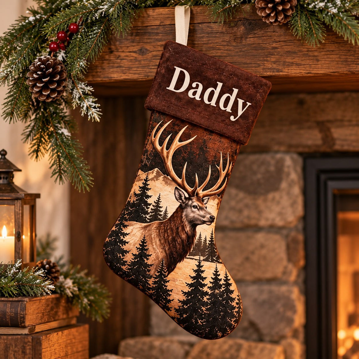 Personalized Name Deer Hunting Christmas Stocking – Christmas Gift for Hunters