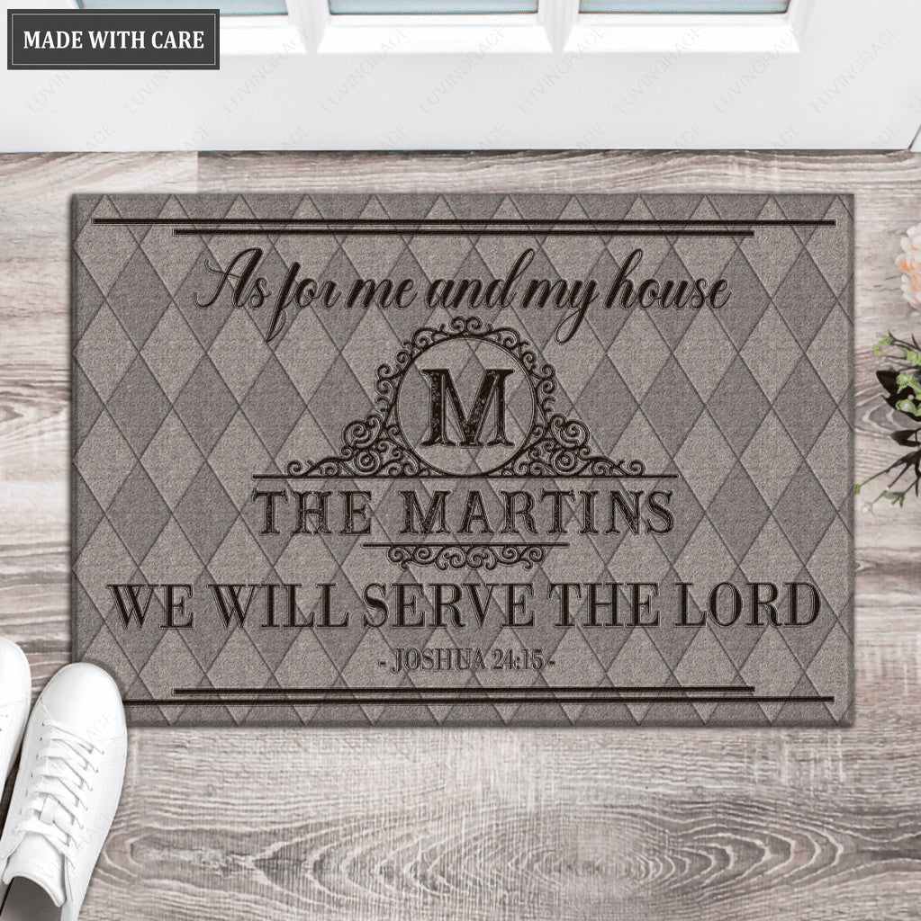 Luvingrace L20 Vintage Monogram Collection As For My House Personalized Doormat