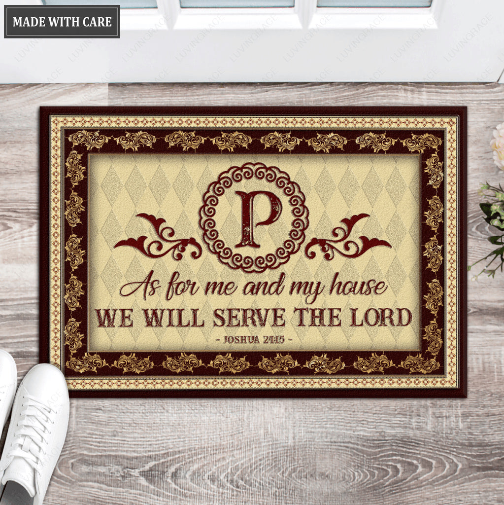 Luvingrace L21 Vintage Monogram Collection As For My House Personalized Doormat
