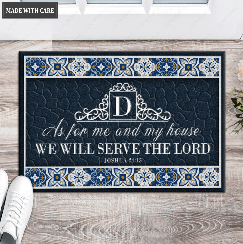 Luvingrace L22 Vintage Monogram Collection As For My House Personalized Doormat