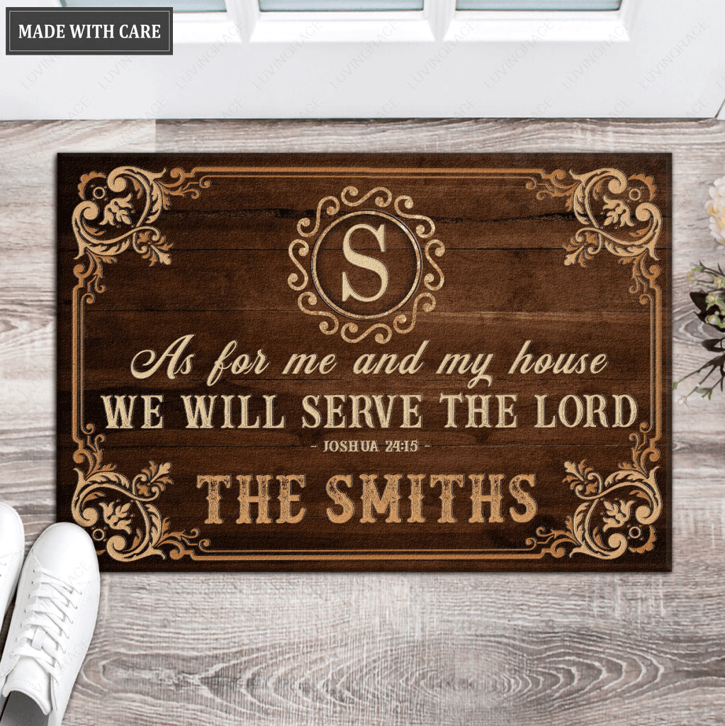 Luvingrace L25 Monogram Collection As For My House Personalized Doormat