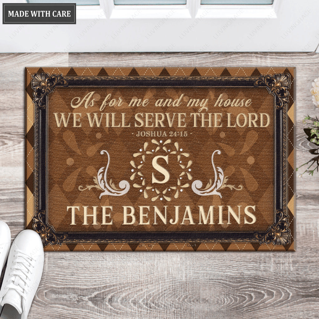 Luvingrace L26 Monogram Collection As For My House Personalized Doormat