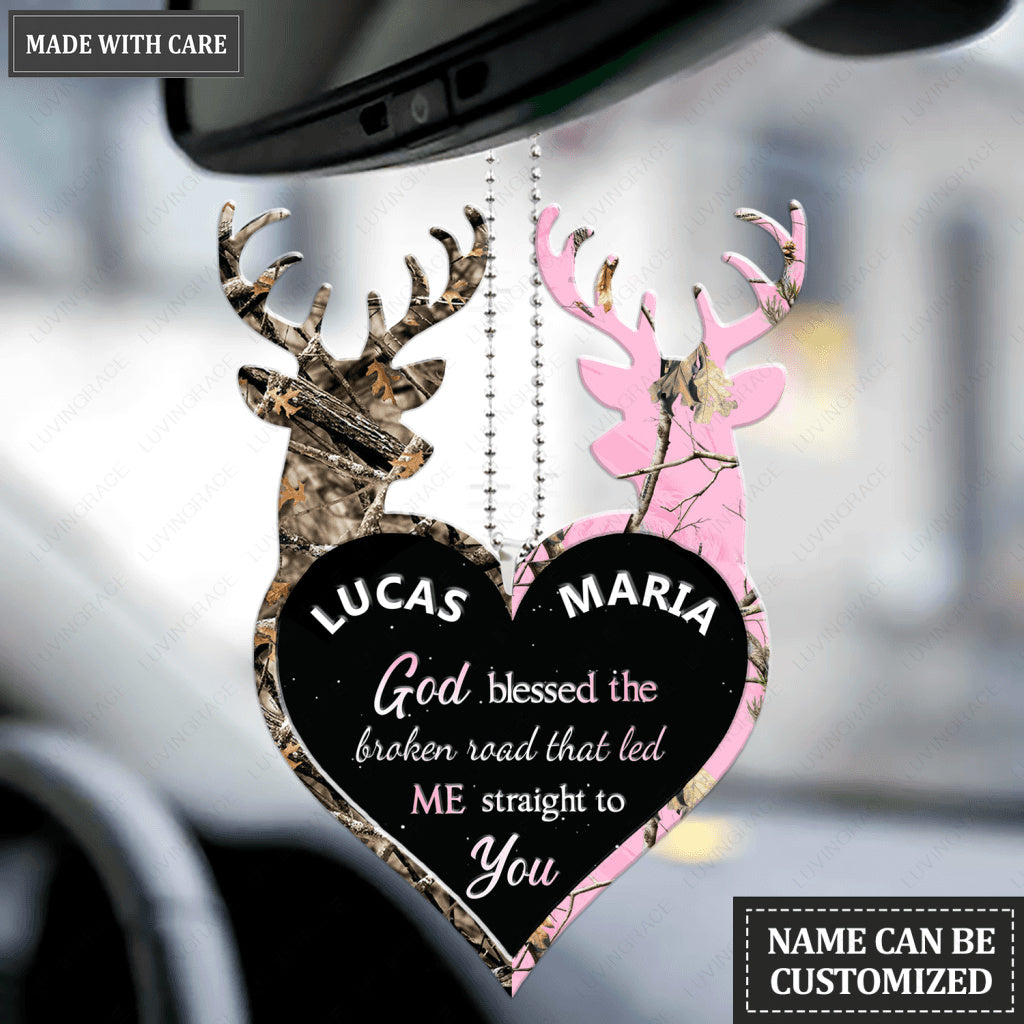 Camo Couple Deer Heart God Blessed Personalized Ornament