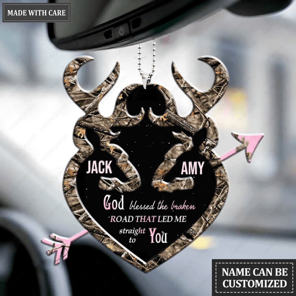 Camo Heart Buck And Doe With Arrow Personalized Ornament