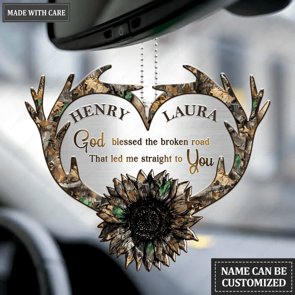Camo Sunflower With Antler Personalized Ornament
