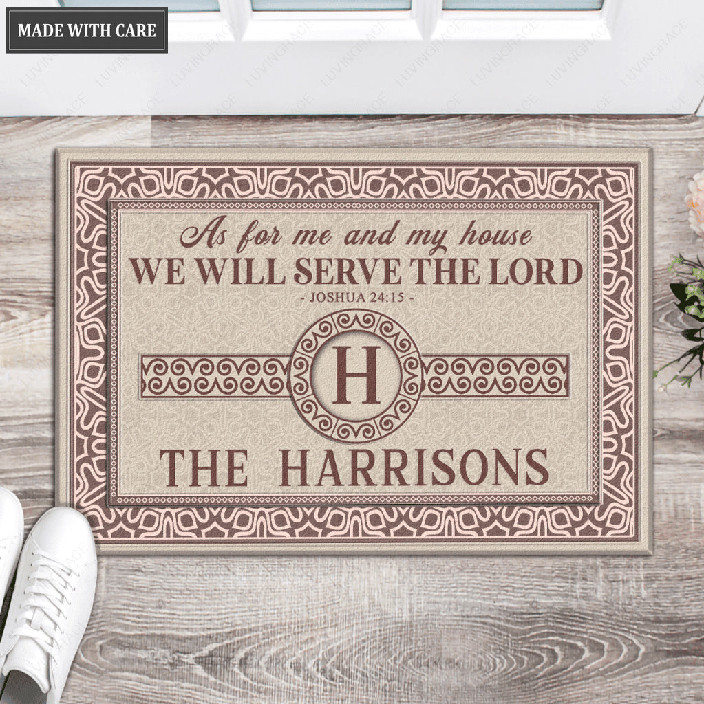 Luvingrace L33 Monogram Collection As For My House Personalized Doormat