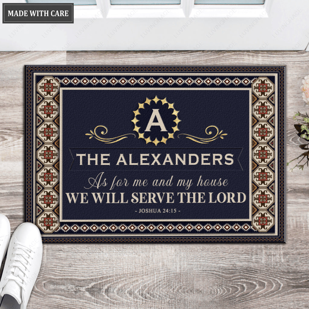 Luvingrace L34 Monogram Collection As For My House Personalized Doormat