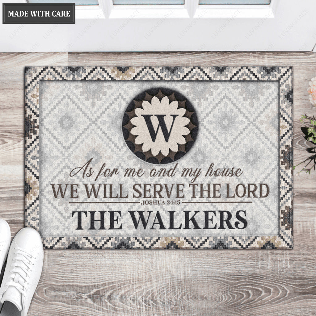 Luvingrace L37 Monogram Collection As For My House Personalized Doormat