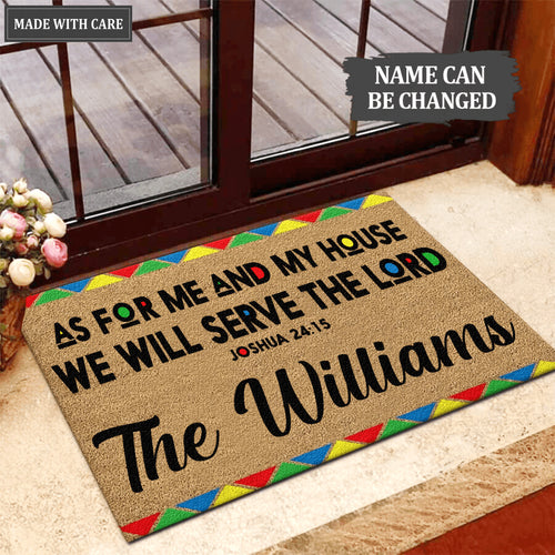 African American Coir Pattern Serve The Lord Personalized Doormat