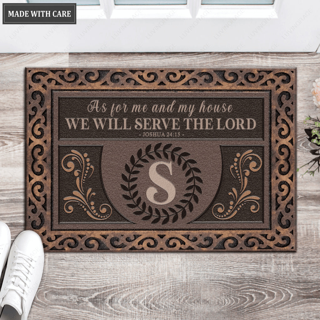 Luvingrace L45 Monogram Collection As For My House Personalized Doormat