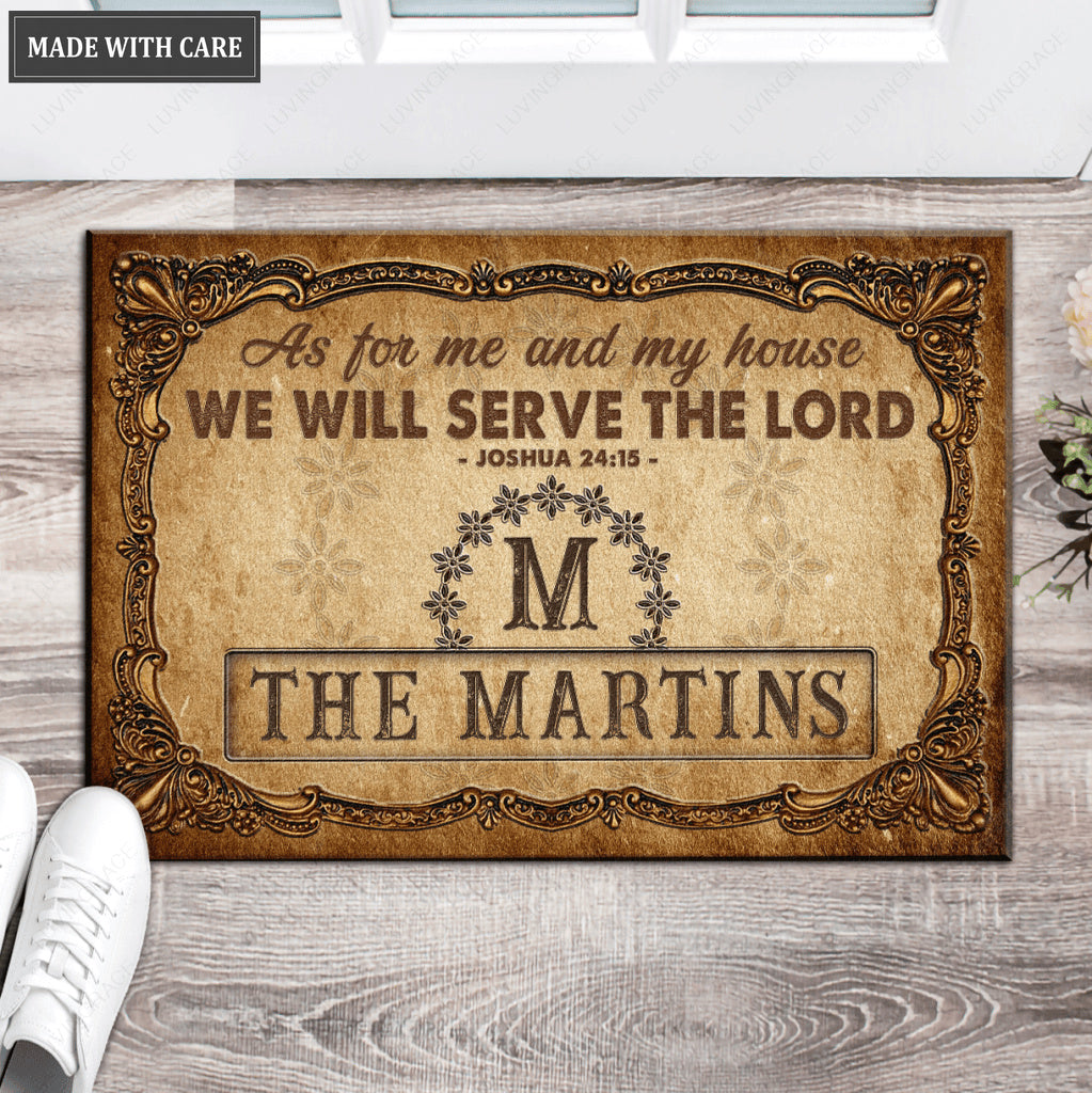 Luvingrace L46 Monogram Collection As For My House Personalized Doormat