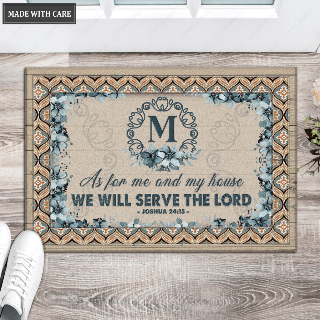 Luvingrace L48 Royal Monogram Collection As For My House Personalized Doormat