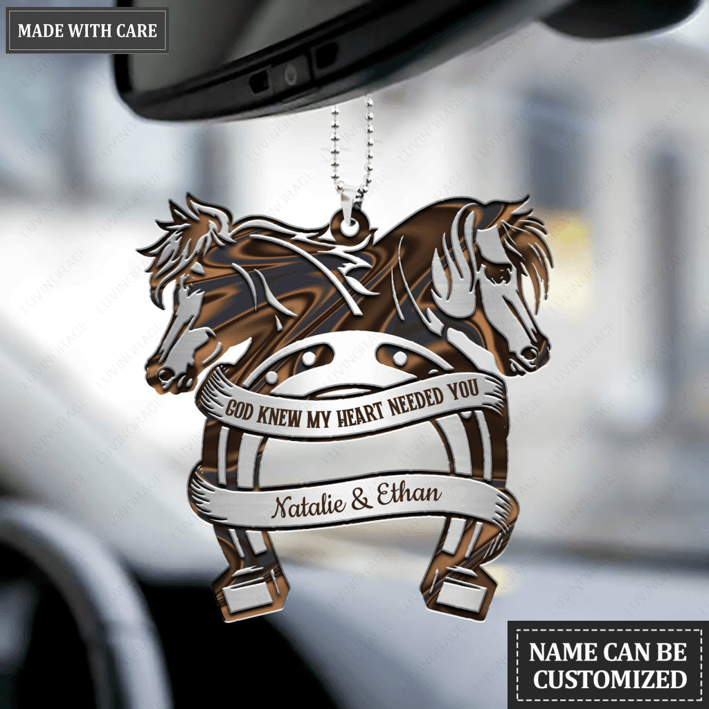 Horse Monogram God Knew Personalized Couple Ornament