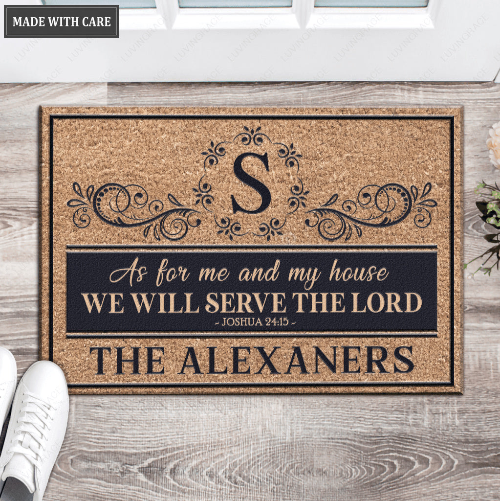 Luvingrace L52 Royal Monogram Collection As For My House Personalized Doormat