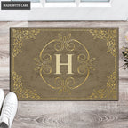 Luvingrace L53 Royal Monogram The First Letter of Family Name Personalized Doormat