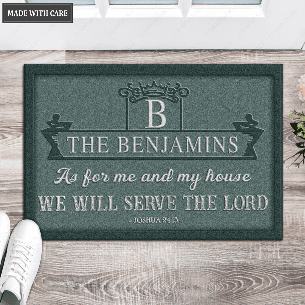 Luvingrace L55 Royal Monogram Collection As For My House Personalized Doormat