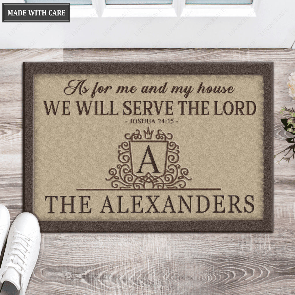 Luvingrace L56 Royal Monogram Collection As For My House Personalized Doormat