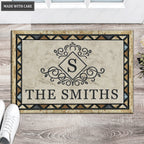 Luvingrace L57 Royal Monogram Collection Family Name Personalized Doormat