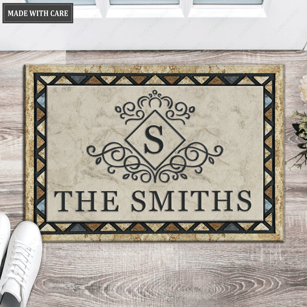 Luvingrace L57 Royal Monogram Collection Family Name Personalized Doormat