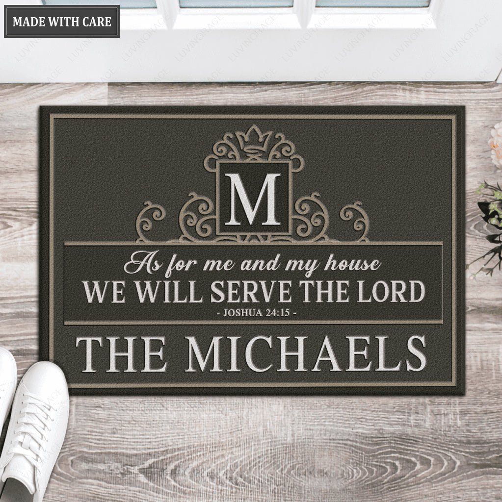 Luvingrace L58 Royal Monogram Collection As For My House Personalized Doormat