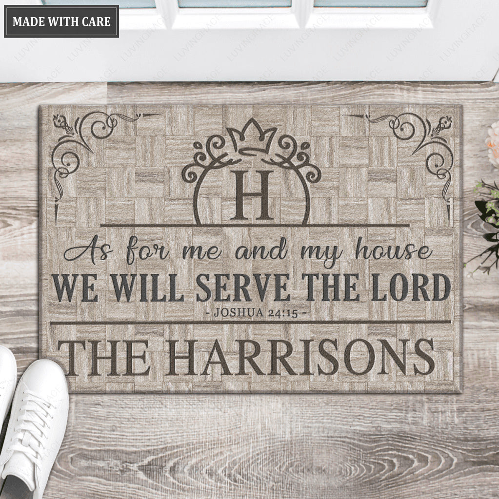 Luvingrace L59 Royal Monogram Collection As For My House Personalized Doormat