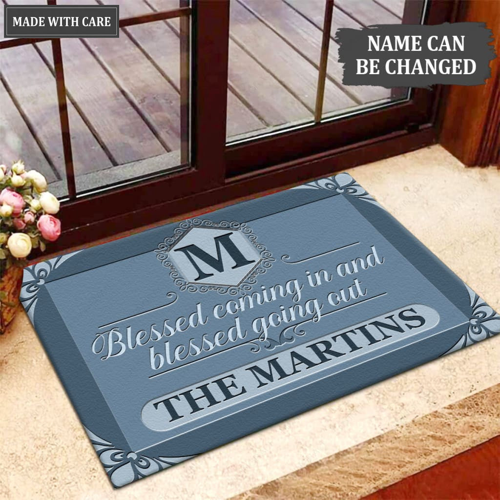 Luvingrace M40 Luxury Monogram Collection Blessed Coming In Personalized Doormat
