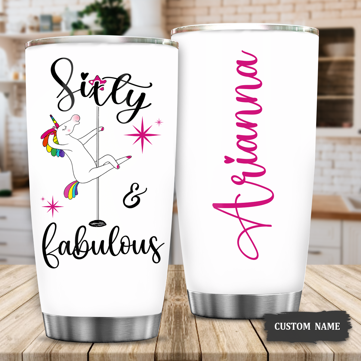 Funny Unicorn 60th Birthday Sixty And Fabulous Custom Gifts Men Women Stainless Steel Tumbler - Personalized Stainless Steel Tumbler