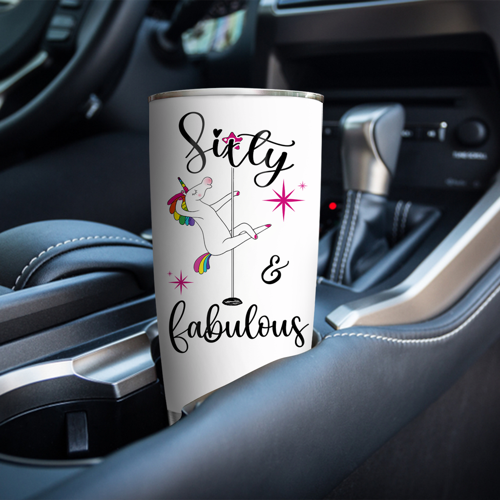 Funny Unicorn 60th Birthday Sixty And Fabulous Custom Gifts Men Women Stainless Steel Tumbler - Personalized Stainless Steel Tumbler
