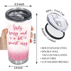 Pink Glitter Sparkle Silver 60th Birthday Sixty Sassy And A Bit Smart Assy Custom Gifts Men Women Stainless Steel Tumbler - Personalized Stainless Steel Tumbler