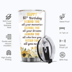 Sunflower Butterfly Floral Marble 60th Birthday Behind You All Your Memories Custom Gifts Men Women Stainless Steel Tumbler - Personalized Stainless Steel Tumbler